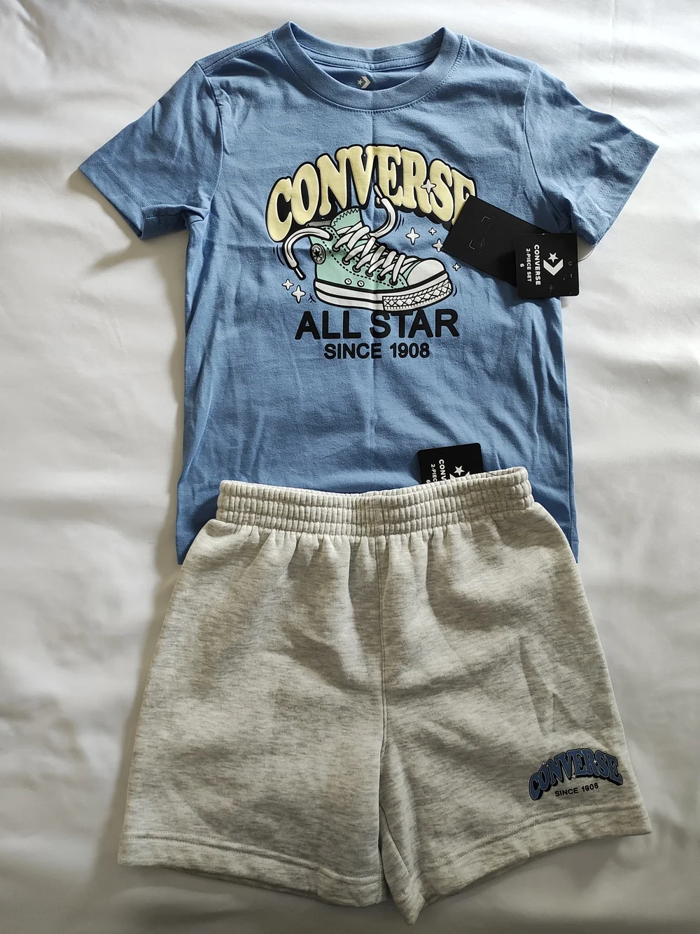 Converse Blue Graphic Tee with Gray Logo Shorts